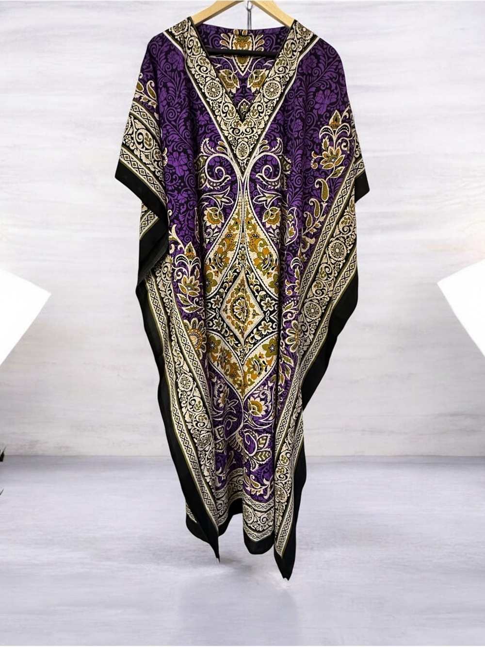 Purple and Gold Bohemian Printed Kaftan Muumuu